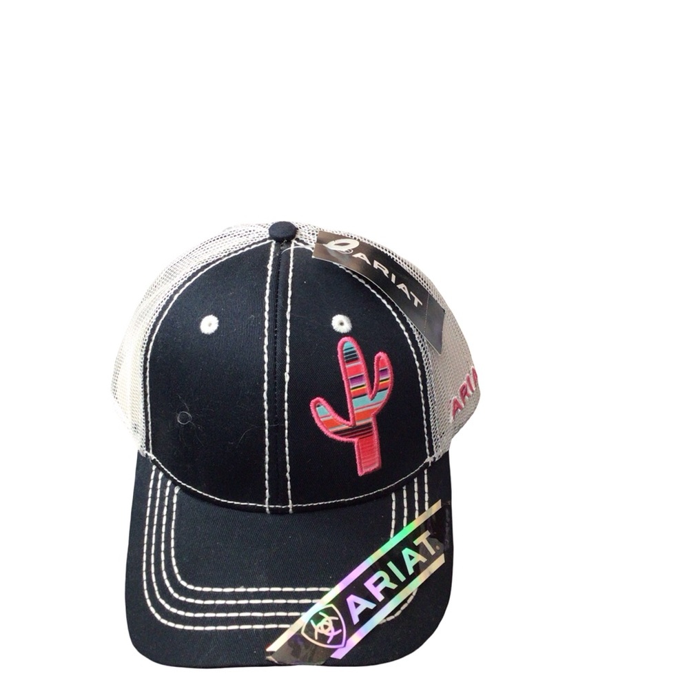 Ariat Black Cap with Pink Cactus and White  Snap Back Woman’s Hat NWT